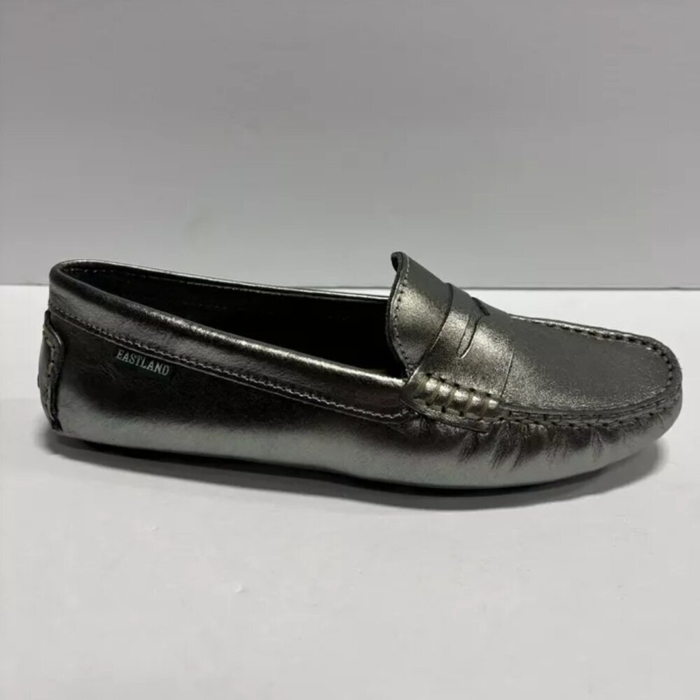 Eastland Women’s Patricia, Silver Slip-On Loafers, Size 6 M